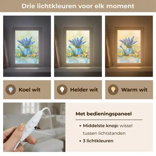 Gieter - Lavendel - Bloesems Light Box met kabel (Tafellamp) klein -USP_lichtkleurNL