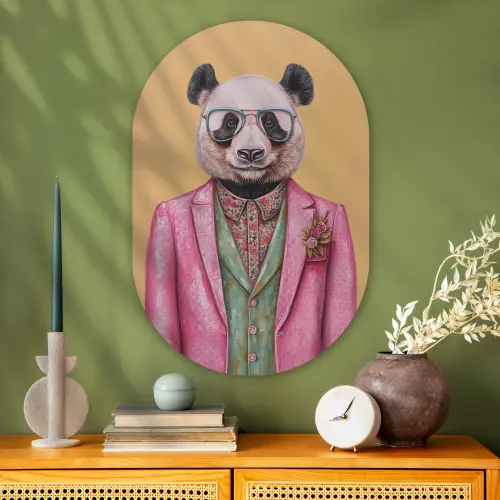 Panda - Pak - Zonnebril - Blauw Wandcirkel Ovaal Glas middel -sfeer2