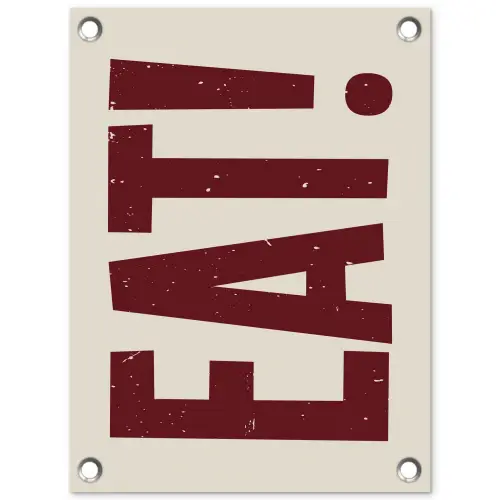 Red - Eten - Vintage - Decoratie tuinposter los doek klein -3d