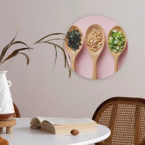 Ingrediënten - Lepels - Hout - Roze Akoestische PET Vilt - Rond klein -sfeer3