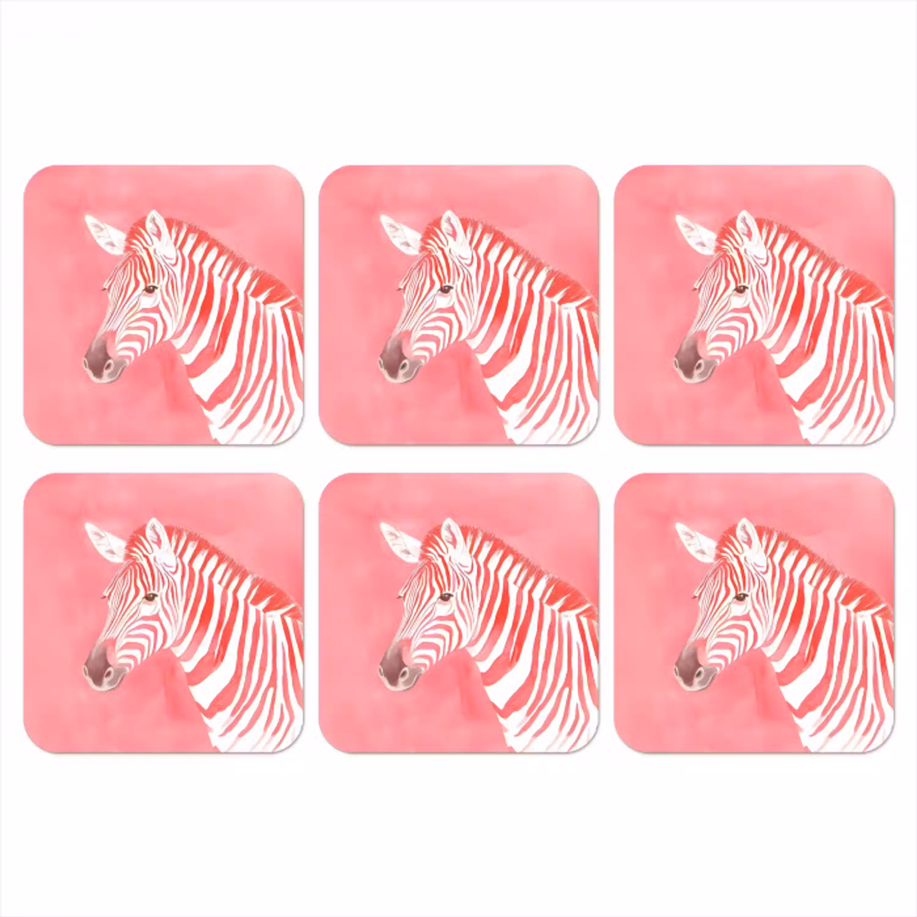 Zebra - Pink - Verf onderzetter kurk middel -3d