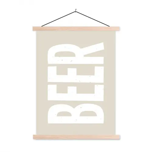 Beer - Japandi - Beige - Decoratie textielposter latten blank klein -3d