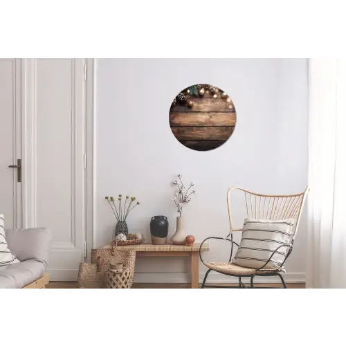 Kerstdecoratie - Houten - Dennenappel - Bruin Wandcirkel aluminium klein -woonkamer