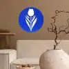 Tulp - Minimalistisch - Bladeren - Wit Wandcirkel behangsticker klein -sfeer1