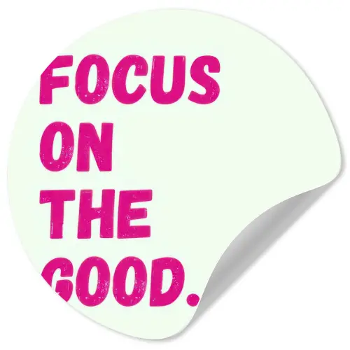 Focus on the good - Beige - Roze Wandcirkel behangsticker klein -3d