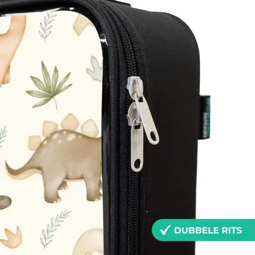 Dino patroon in pastelkleuren Kinderkoffer - Zwart klein -rits_NL