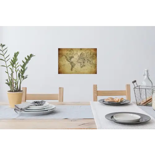 Wereldkaart - Vintage - Antiek - Bruin - Papier Muursticker klein -eettafel