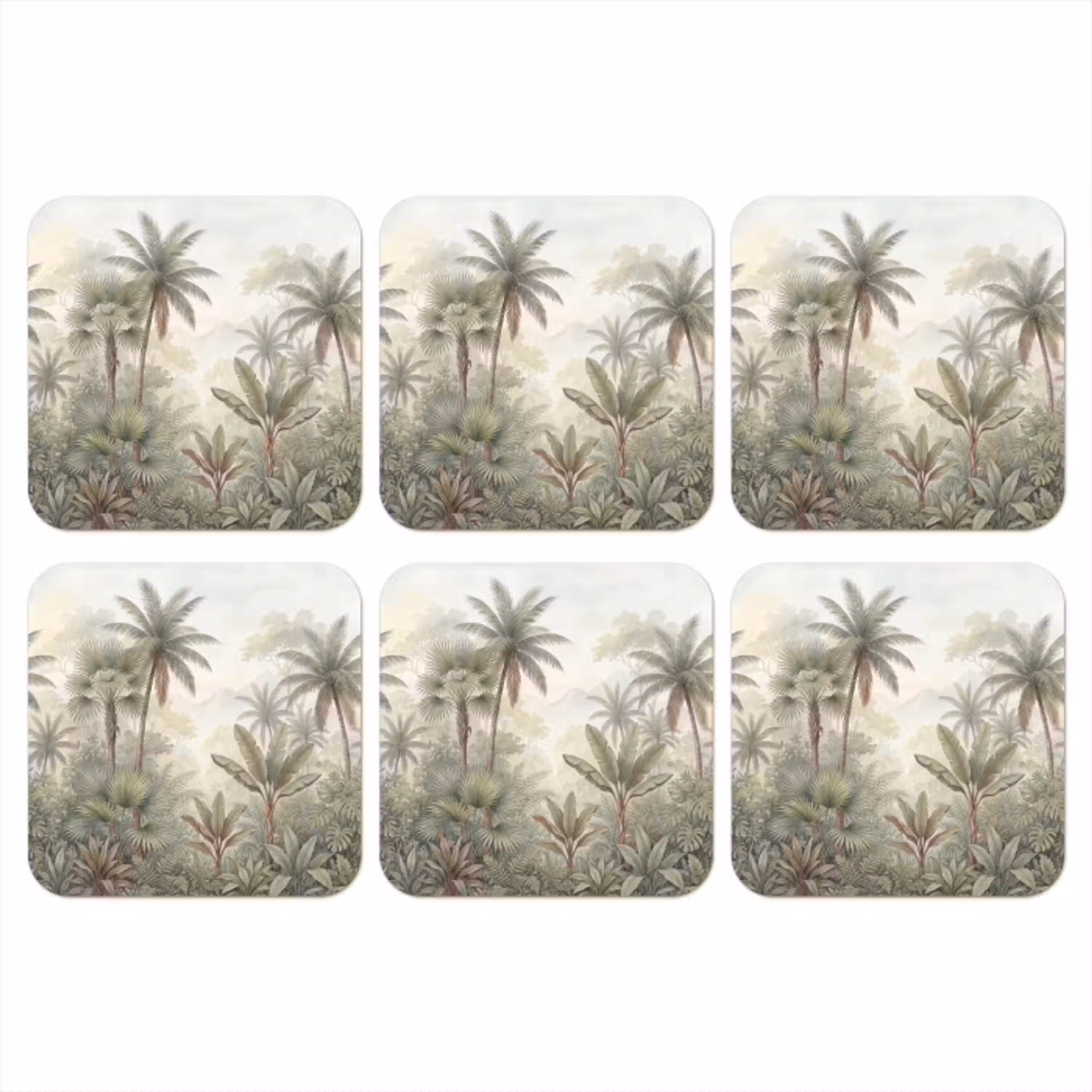 Natuur - Tropisch bos - Landschap - Aquarel - Groen onderzetter kurk middel -3d