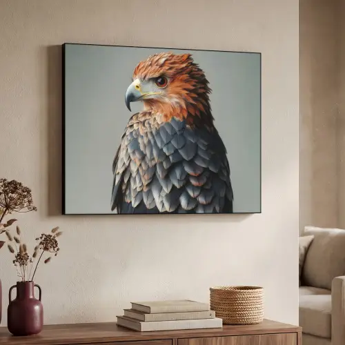 Vogel - Realistisch - Veren - Bruin Textielframe zwart klein -sfeer3