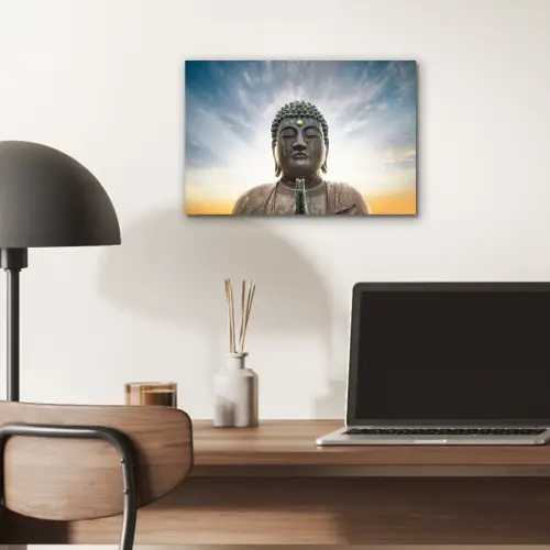 Boeddha hoofd - Buddha - Lucht - Spiritueel - Meditatie aluminium wit klein -sfeer5