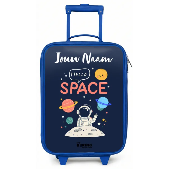 Astronaut - Quote - Planeten - Sterren Kinderkoffer - Blauw klein -zz3dotto
