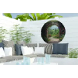 Doorkijk - Landschap - Bloemen - Pad - Uitzicht Wandcirkel tuinposter met ringen klein -buiten2