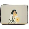 Vrouw - Bloem - Geel - Minimalistisch laptophoes neopreen klein -zkaufland3dotto