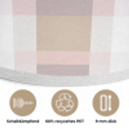 Ruitpatroon - Aardetinten - Minimalistisch Akoestische PET Vilt - Rond klein 838 -closeup_DE