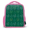 Donkergroen - Gezichten - Katten - Kleuren Kinderrugzak - Roze middel 863 -3d