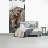 Schotse Hooglander - Bos - Mist - Koe - Dieren - Natuur fotobehang vinyl groot -slaapkamer