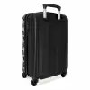 Patronen - Zwart - Wit - Minimalisme NBS - Handbagage koffer - Unisex middel -achterkant