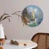 Zeilschip - Zee - Rotsen - Wolken Akoestische PET Vilt - Rond klein -sfeer3