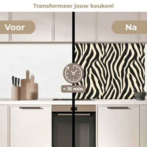 Zebra - Print - Klassiek - Zwart keuken achterwand 2 middel 871 -voor-na2_NL