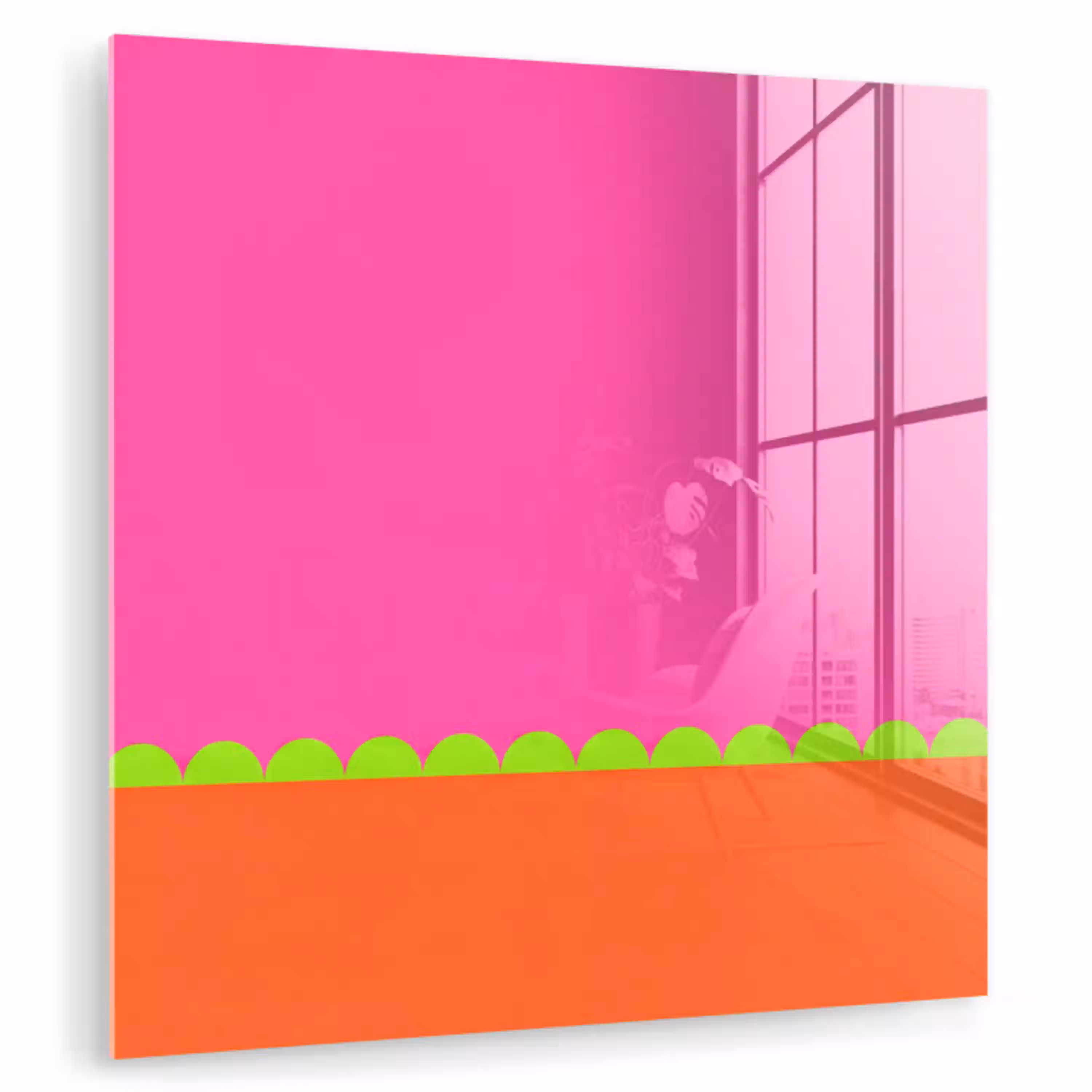 Abstract - Geometrisch - Kleurblokken - Roze - Oranje plexiglas 5mm klein -zzzproduct_nieuw
