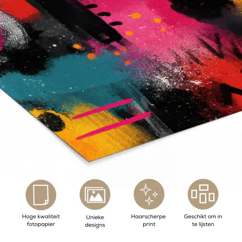 Kleurvlakken - Vormen - Kleurrijk - Abstract poster papier klein -closeup_NL