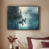 Bos - Water - Eenden - Mistig Textielframe zwart klein -sfeer1