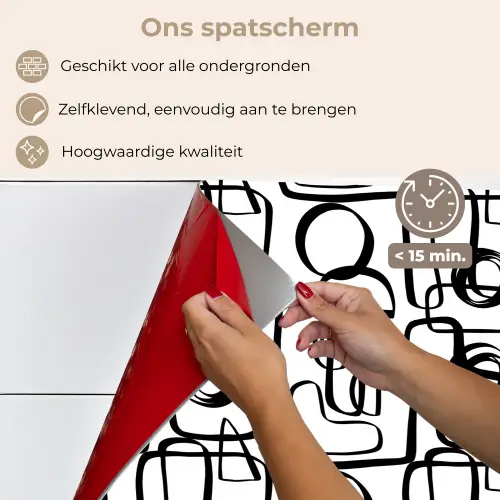 Lijnen - Zwart - Vorm - Abstract keuken achterwand spatscherm klein 900 -spatscherm_NL