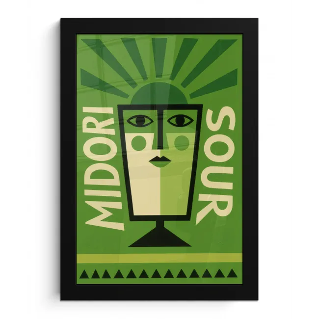 Grafisch - Art - Cocktail - Groen fotolijst zwart zonder passe partout klein -3d