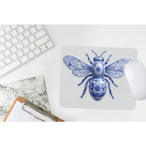 Bij - Modern - Delfts - Blauw muismat rubber klein -witbureau