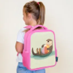 Otter - Strandbal - Kleurrijk Kinderrugzak - Roze middel -sfeer2
