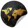 Wereldkaart - Goud - Marmer Wandcirkel behangsticker klein -3d