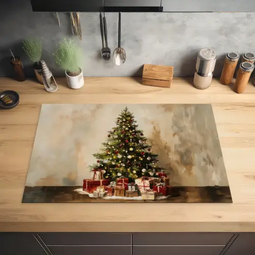 Kerstboom - Versierd - Kleurrijk Inductie beschermer vinyl 3mm klein -sfeer5
