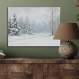 Bospad - Dennen - Sneeuw - Winter - Rustgevend PET vilt klein -sfeer2