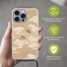 Vogels - Vliegen - Beige Hoesje iPhone 16 Pro Max met koord klein -sfeer2_DE