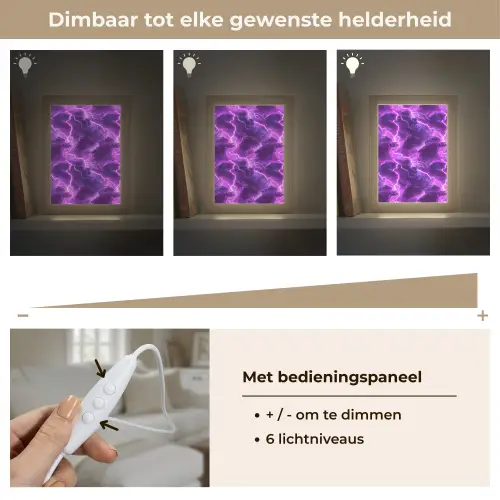 Paars - Bliksem - Wolken Light Box met kabel (Tafellamp) klein 925 -USP_dimbaarNL