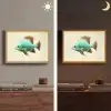 Schubben - Vis - Mint - Minimalistisch Light Box met batterij (Wandlamp) middel -sfeer3