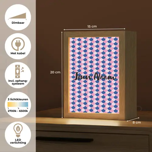 Schubben - Patroon - Blauw - Roze Light Box met kabel (Kinderlampje) klein -USP_NL