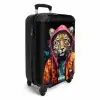 Luipaard met kleurrijke jas en verfspetters NBS - Handbagage koffer - Unisex middel -productfoto_3d