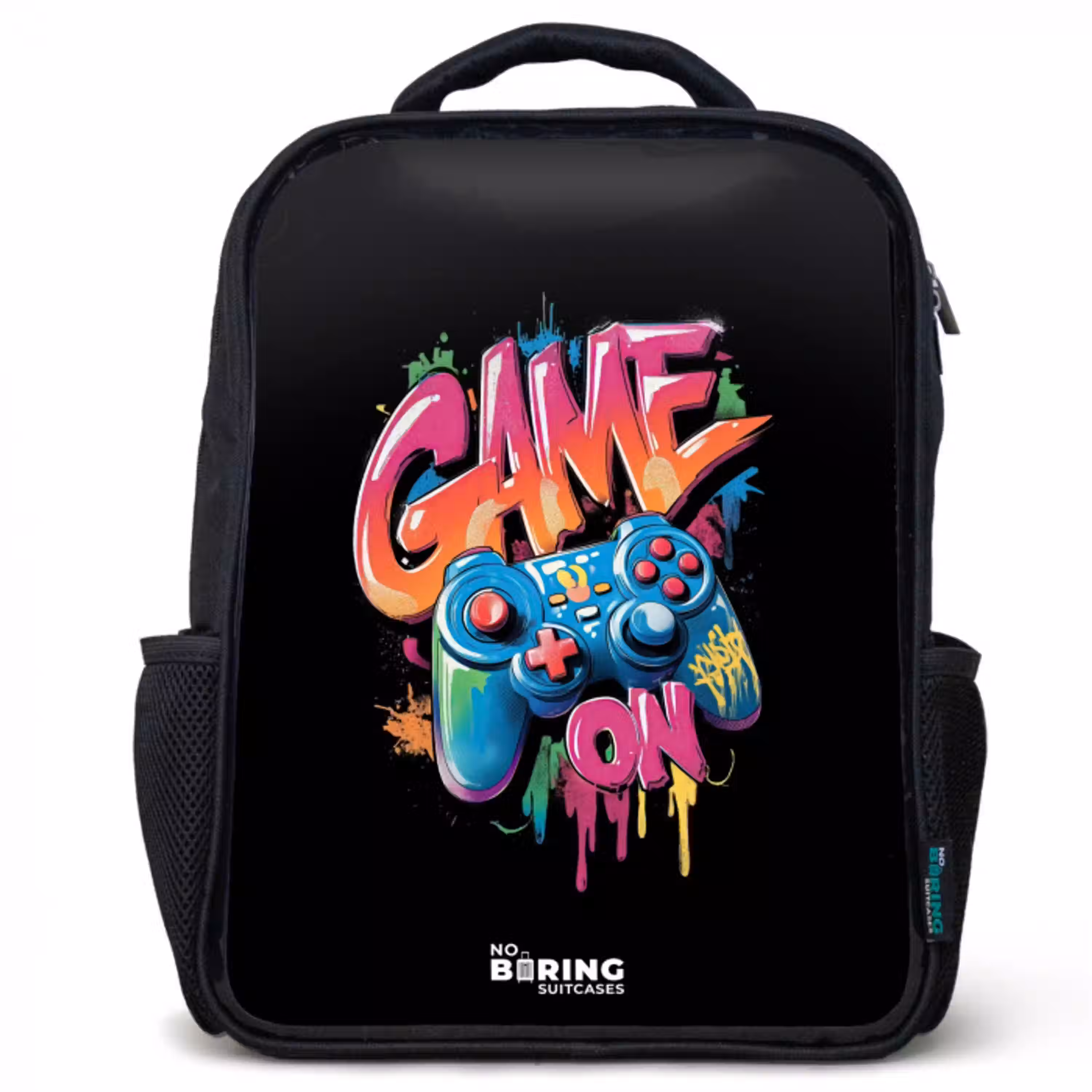Game - Controller - Graffiti - Neon Rugzak - Zwart middel -3d