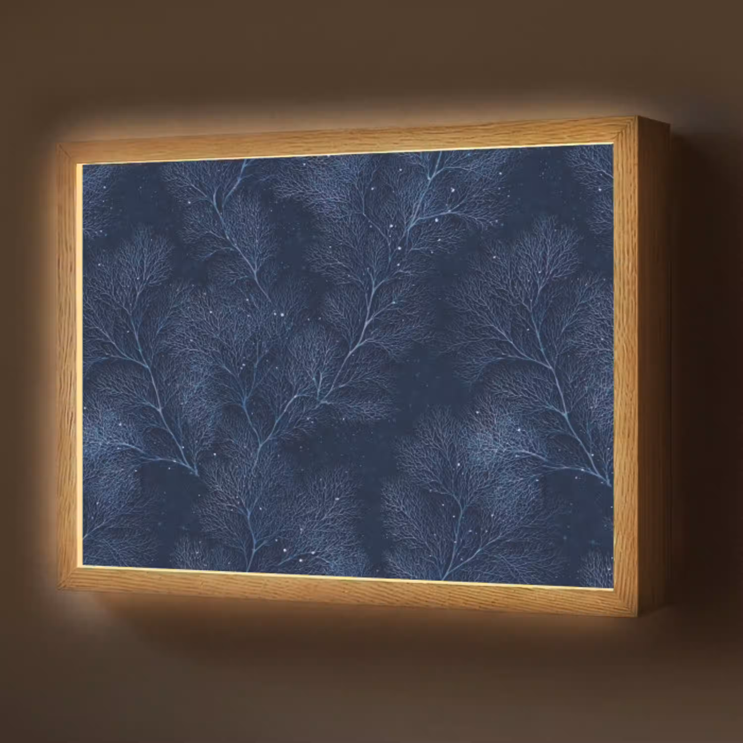 Koraal - Takken - Patroon - Nachtblauw Light Box met batterij (Wandlamp) middel 907 -z3d_website