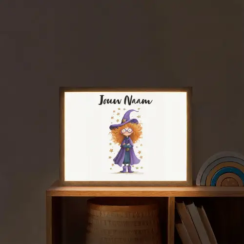 Toverheks - Sterren - Paars Light Box met batterij (Wandlamp kind) middel -sfeer1_kind