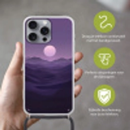 Heuvels - Paars - Mist - Zon Hoesje iPhone 16 Pro Max met koord klein -sfeer2_NL