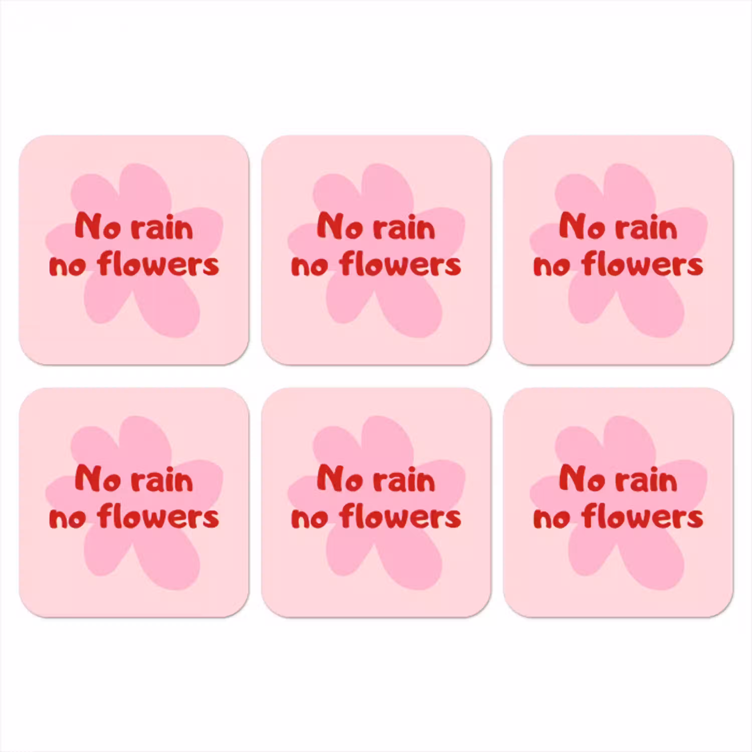 No rain no flowers - Bloem - Roze onderzetter kurk middel -3d