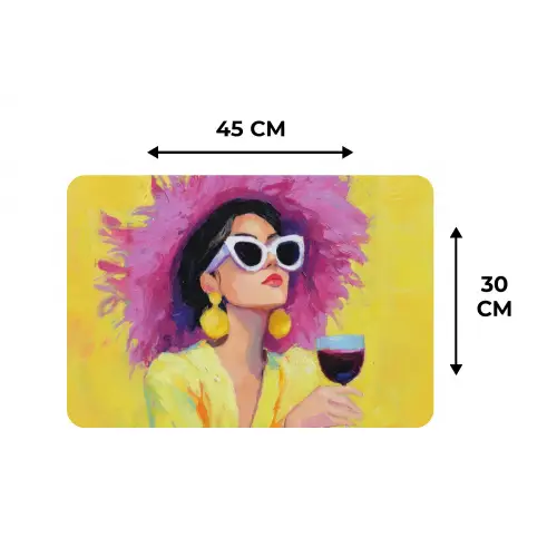 Vrouw - Hoed - Paars - Wijn Placemat vinyl groot -specs