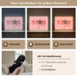Star girl - Roze - Panter - Ster Light Box met batterij (Wandlamp) middel -USP_lichtkleurDE