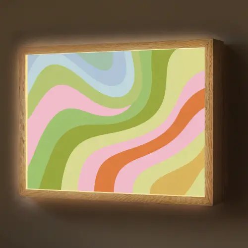 Lijnen - Pasteltinten - Golvend Light Box met batterij (Wandlamp) middel -z3d_website