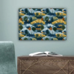 Huisjes - Bloemen - Patroon - Geel - Blauw canvas 2cm klein 34 -sfeer4