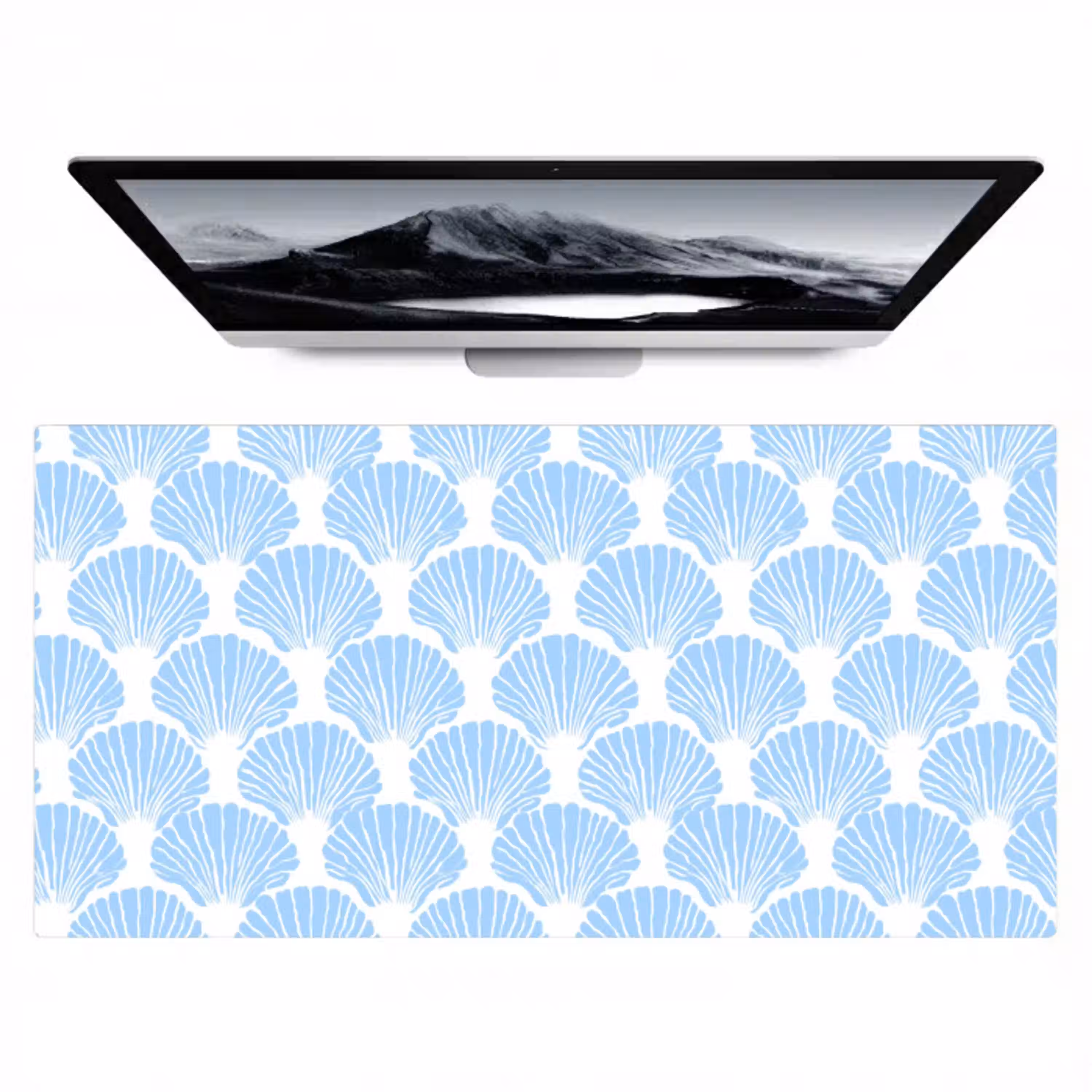 Blauw - Wit - Schelpen - Grafisch - Structuur Muismat XXL klein 681 -zzz3d