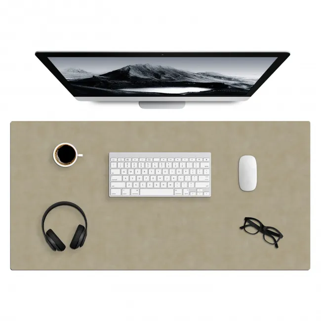 Desk Mat - Taupe color - Clouded texture - Natural