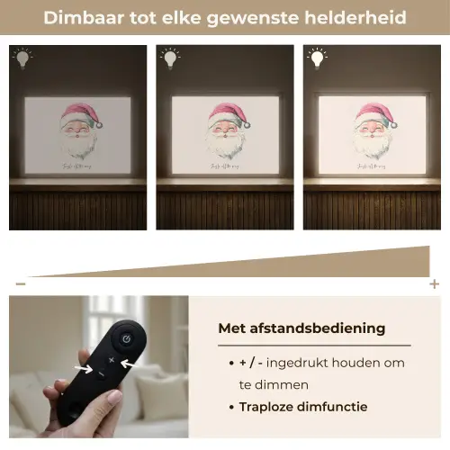 Kerstman - Kerst - Quote - Beige Light Box met batterij (Wandlamp) middel -USP_dimbaarNL
